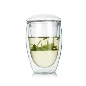 

350ML Double Wall Glass Tea Cup Mug With Filter Set Heat-resistant Drinkware Chinese Kung Fu Copa Friend Gift