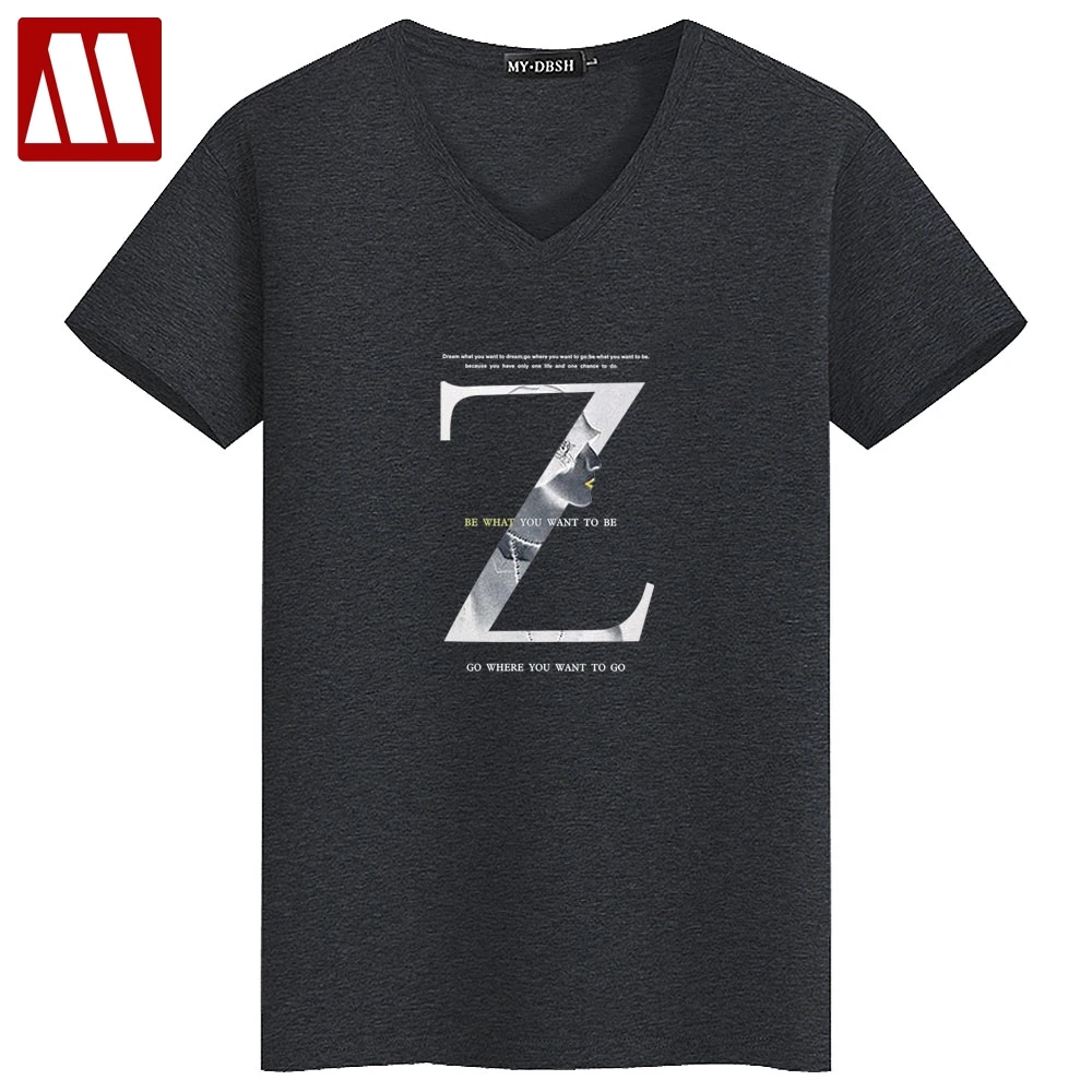 

Mans Summer Printed T-Shirt Slim Fit Tees Fashion Short Sleeve Fitness T shirt V Neck Z Letter Print Large Size T-Shirts For Men