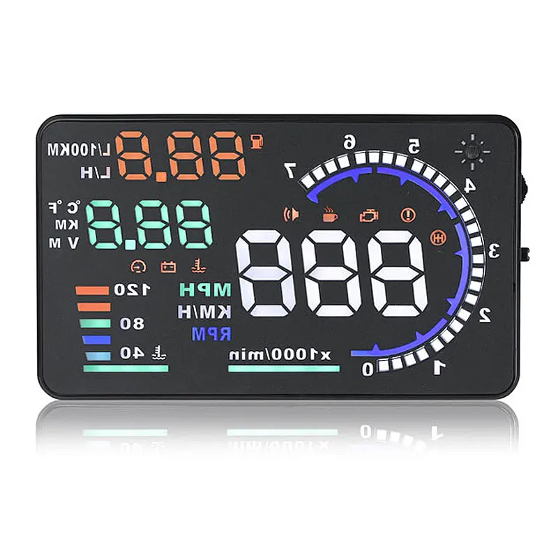 

2019 Newest 5.5'' A8 Car HUD OBD2 OBDii Head Up Display LED Windscreen Projector Clarm Overspeed Warning Fuel Consumption