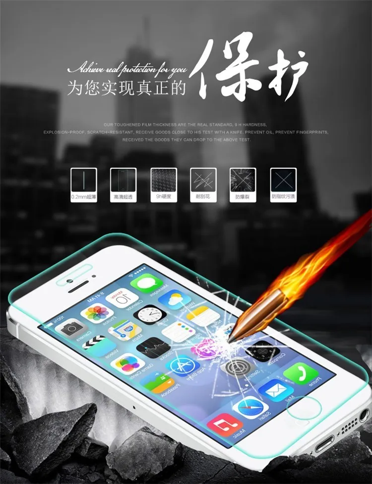 bilder für Hohe qualität 2.5d 0,3 m gehärtetem glas anti shatter displayschutzfolie für iphone 5g 5 s bilder für Hohe qualität 2.5d 0,3 m gehärtetem glas anti shatter displayschutzfolie für iphone 5g 5 s