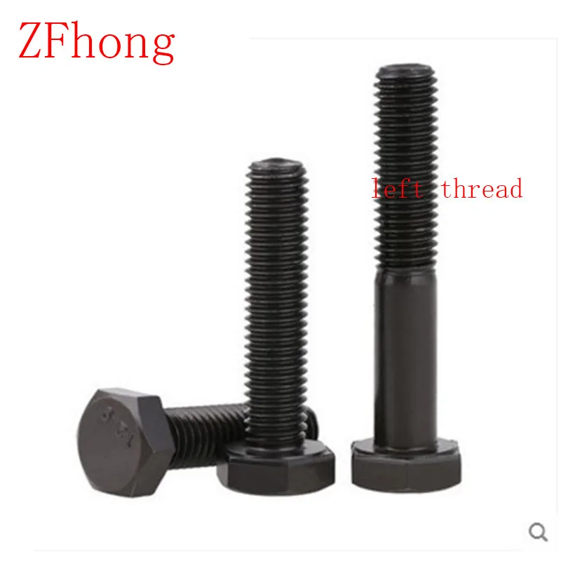 

5pcs DIN933 M10*20/25/30/35/40/50/60/70/80/100 Steel with black left thread hex bolts