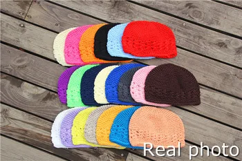 

free shipping, 20pcs/lot Baby Kufi Hats Crochet Toddler Beanie Girls Boys Cotton Hat Big Size Kufi Caps (21 color + light grey