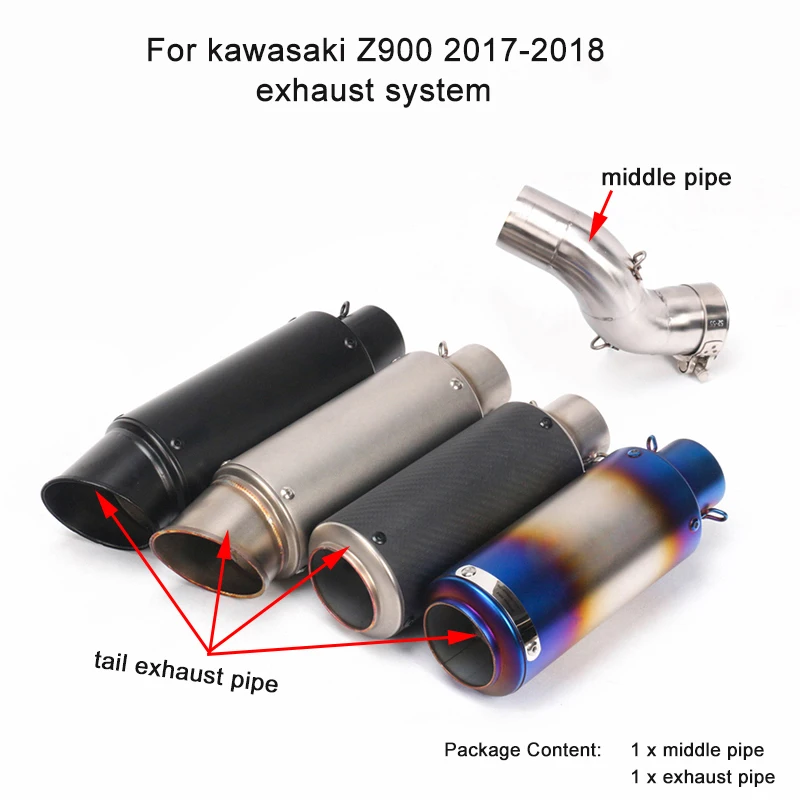 

51mm Exhaust Silencer System Silp on for kawasaki Z900 2017-2018 Motorcycle Stainless steel Middle Connecting Pipe