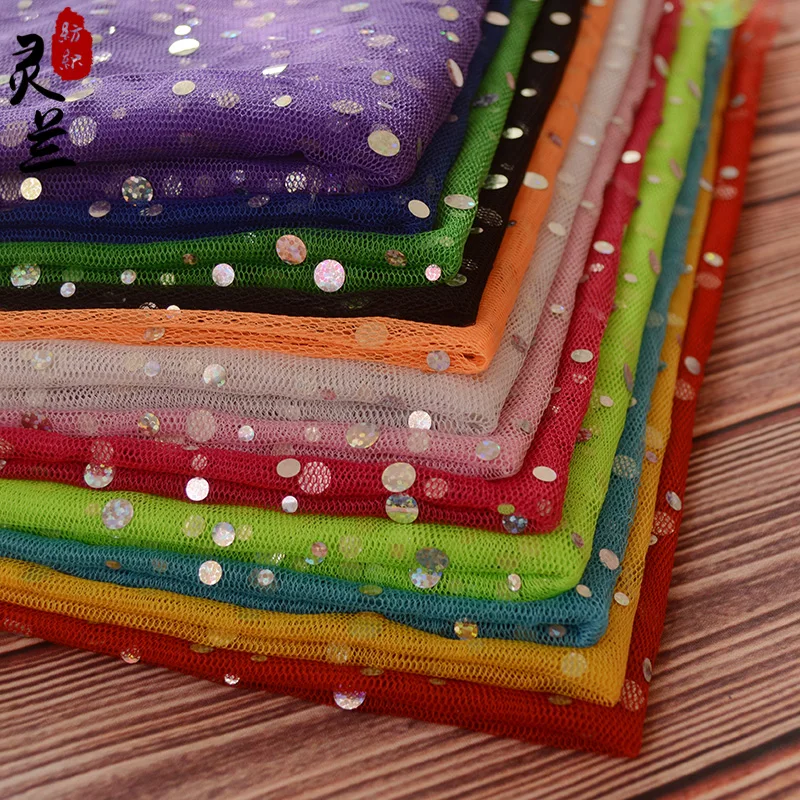 12Colors available stock goods sequins lace fabric sequin mesh fabric