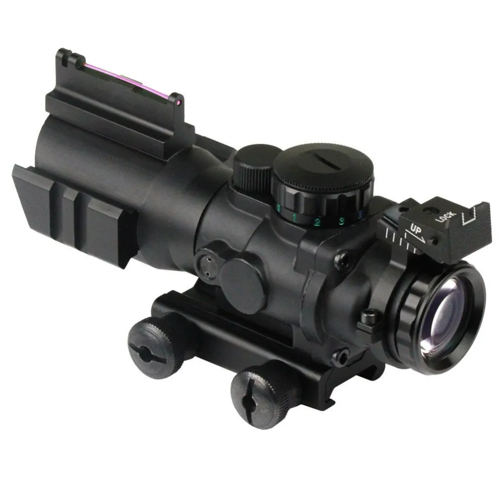 Прицелы Охотничьи прицелы UniqueFire 4x32 RGB Tri-Illuminated Compact Scope с красным волоконным оптическим прицелом травленое стекло