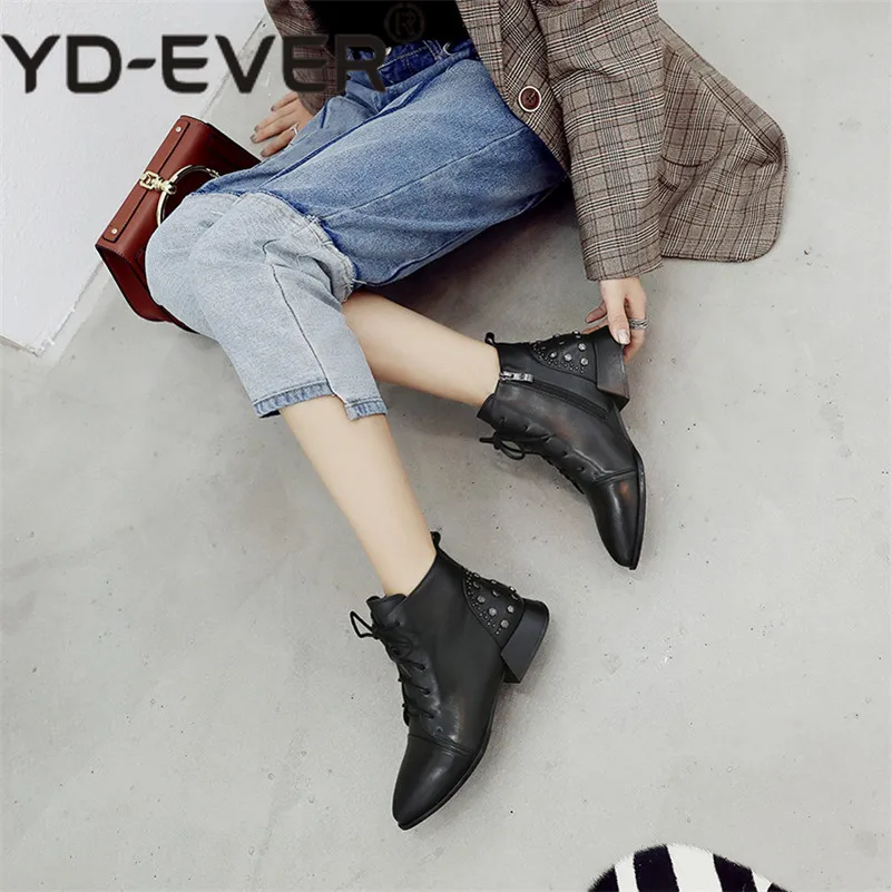 Femmes ever Rivets Bottes Talons En Club Nuit Pour Martin Cuir Noir Haute rouge Yd Chaussures Véritable Femme Nouveau Hiver Boot Base Pompes Cheville Automne De qnYdC