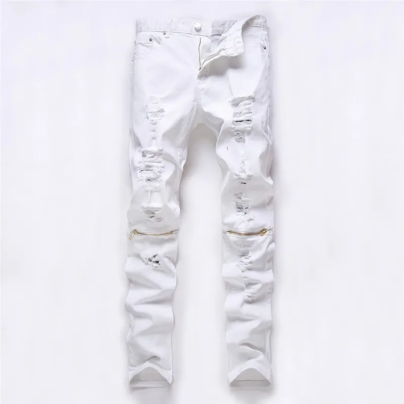 Джинсы для женщин мужчин 2018 весенние узкие Джинсы для женщин мужские рваные джинсы для мужчин сплошные проблемные стиль хип хоп Плюс Size28-42