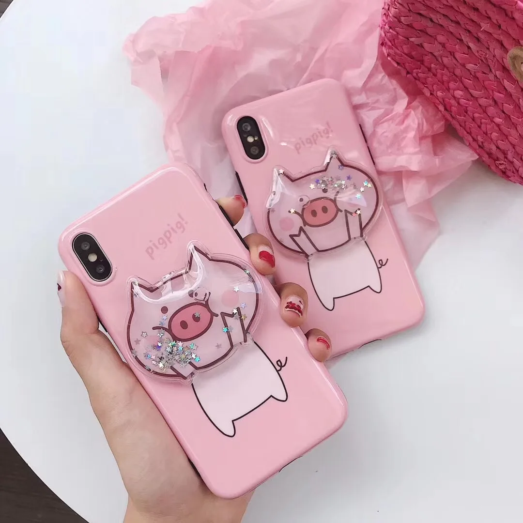 

For XS XR XS MAX 3D Quicksand Pig Phone Case for IPhone X 6 6S 7 8 Plus