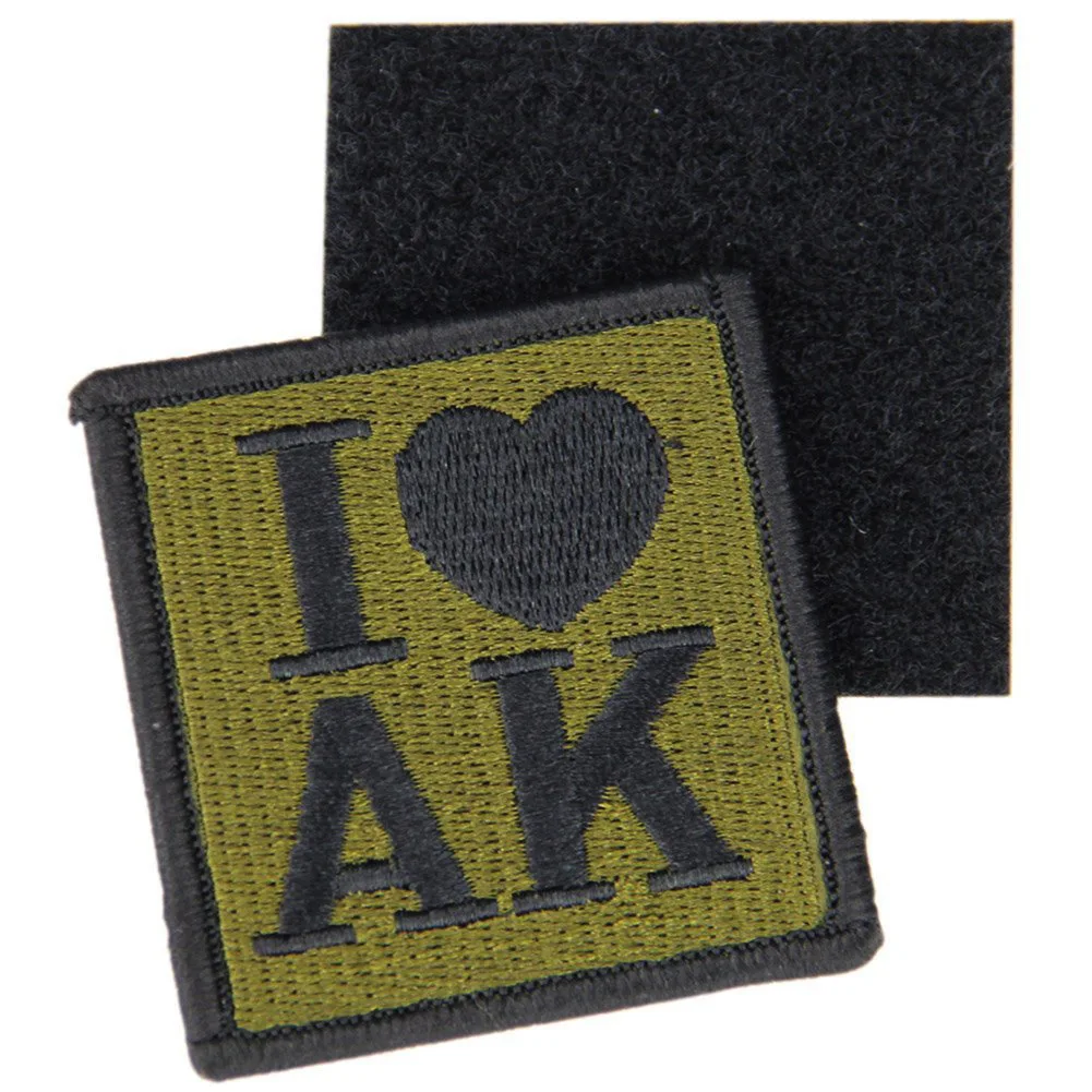 

I Love AK Military Army Tactical Morale Embroidery Patches For Clothes Clothing Emblem Appliques Badges