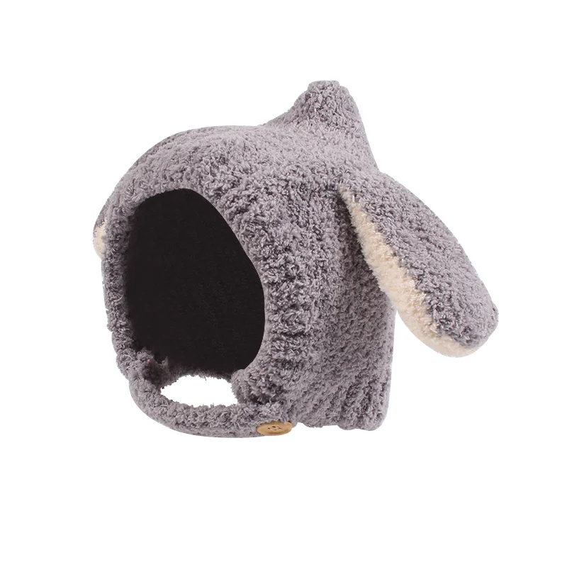 Velvet Cartoon Baby Hat Rabbit Ears Kids Beanie Hat Baby Boys Girls Photography Props First Birthday Gift Warm Baby Hat Winter (1)