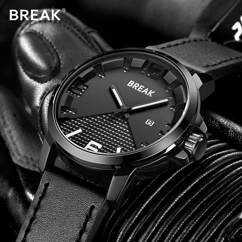 Мужские часы BREAK 2019 модные повседневные ведущей марки Подарочные Кварцевые