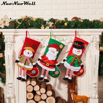 

37*33cm New Year Christmas Decorations Christmas Stocking Clthes Santa Socks Christmas Tree Candy Gift Bags