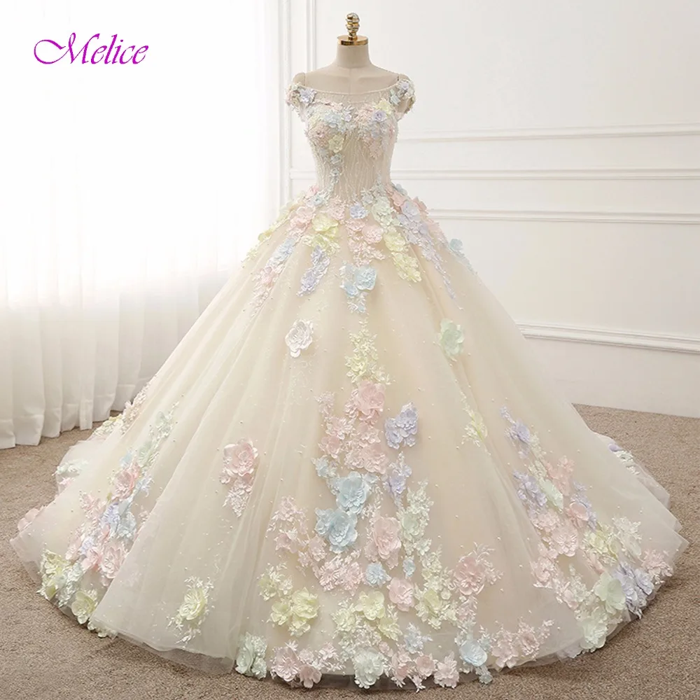 Melice Vestido de Noiva Appliques Flower Ball  Gown  Wedding  