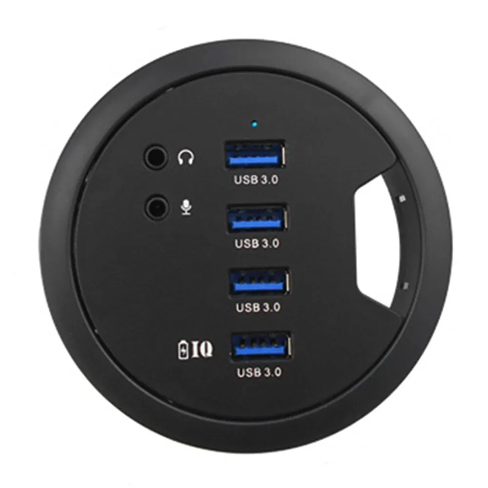 Hi-Speed Mount In Desk 3-Port USB 2.0 HUB Adapter External Stereo Sound Adapter