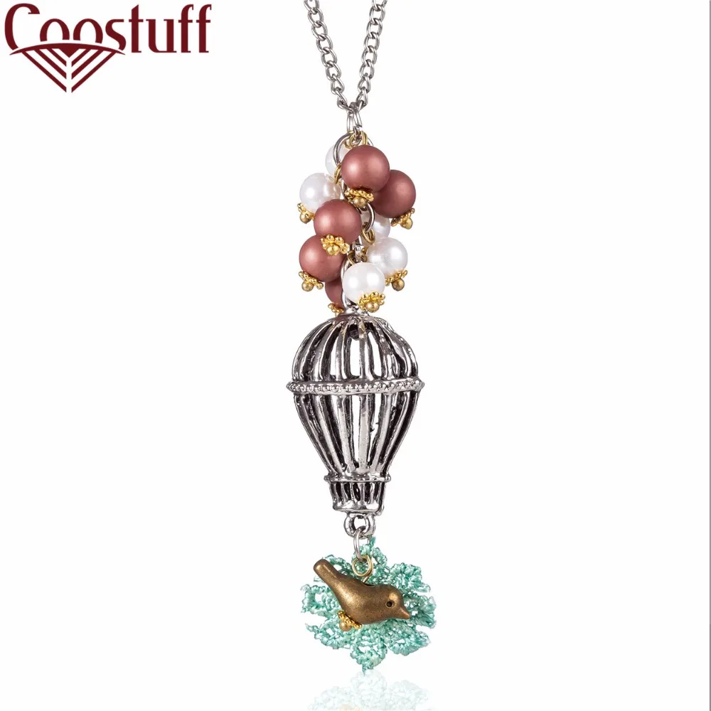 

2017 Woman jewelry Men statement necklaces & pendants Vintage fire balloon & Bird pendant Long necklace women collares Chokers