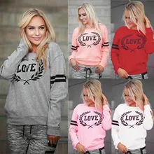 Женская толстовка Повседневная Верхняя одежда с надписью Love спортивная одежда с длинными рукавами осенне-зимний пуловер Топы Блузки спортивный костюм одежда