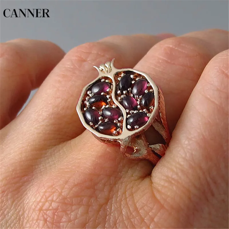 Canner Bague Femme Гранат/Винтажное кольцо гранат серебро розовое золото кольца для женщин красный камень циркон кольцо в стиле панк; бижутерия подарок