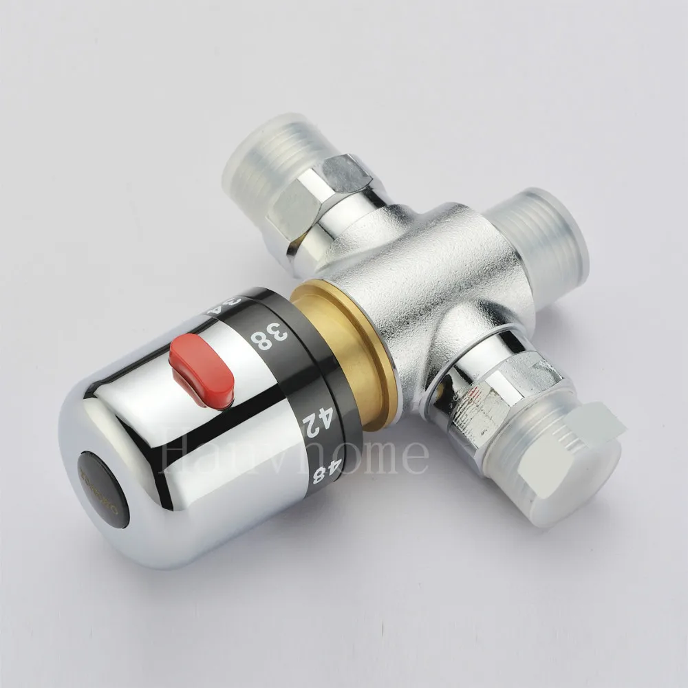 ברזים במקלחת 3 way Brass Thermostatic Mixing Valve Solar Water Heater