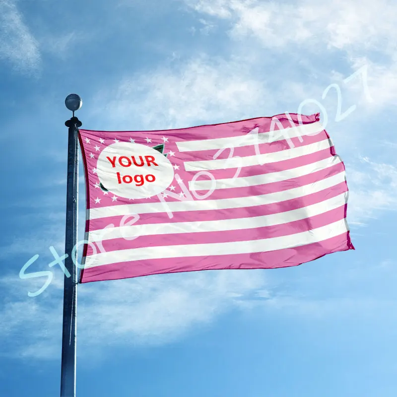 custom any logo Flag Banner with pink stripe SPORT TEAM hobby flag | Дом и сад
