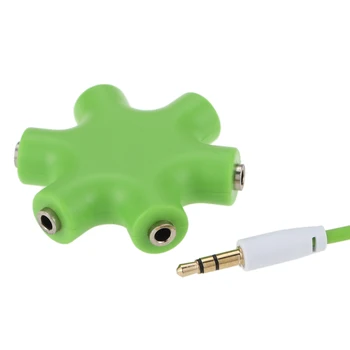 

3.5mm 1 to 5 Way Stereo 6 Ports Multi Headphone Headset Earphone Splitter Adapter Audio Hub with Connector Cord Cable