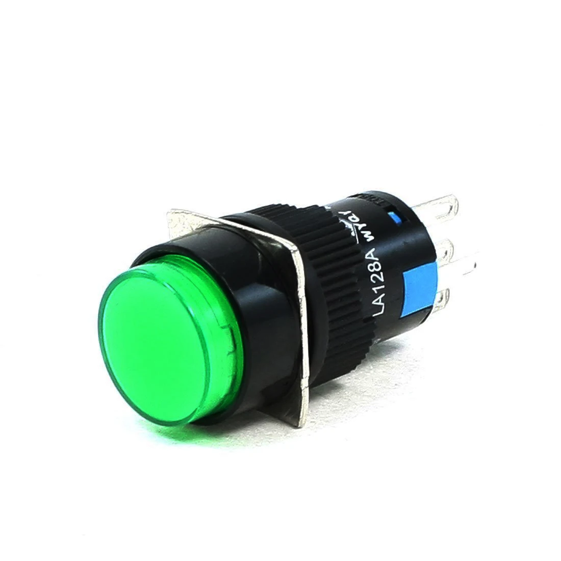 High Quality AC 250V 5A SPDT 1NO 1NC 5 Pins Latching Green Push Button