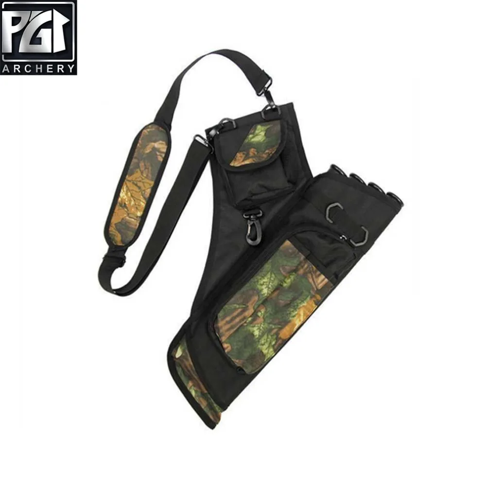 

PG1ARCHERY Archery Back Quiver for Arrows, Oxford Arrow Holder with Strap Shoulder Hanged Carry Bag Pouch 4 Tube for Hunting