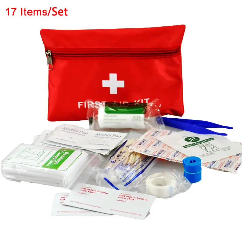17 artículos/juego de personas portátil Mini al aire libre impermeable Primeros Auxilios para tratamiento médico de emergencia en viajes, senderismo, Camping