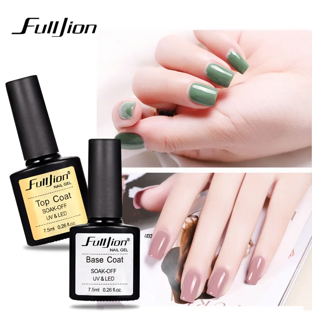

Fulljion UV LED Soak Off Gel Polish Top Coat Base Coat Gel Varnish Long Lasting Nail Primer Nail Art Semi Permanent 7.5ml