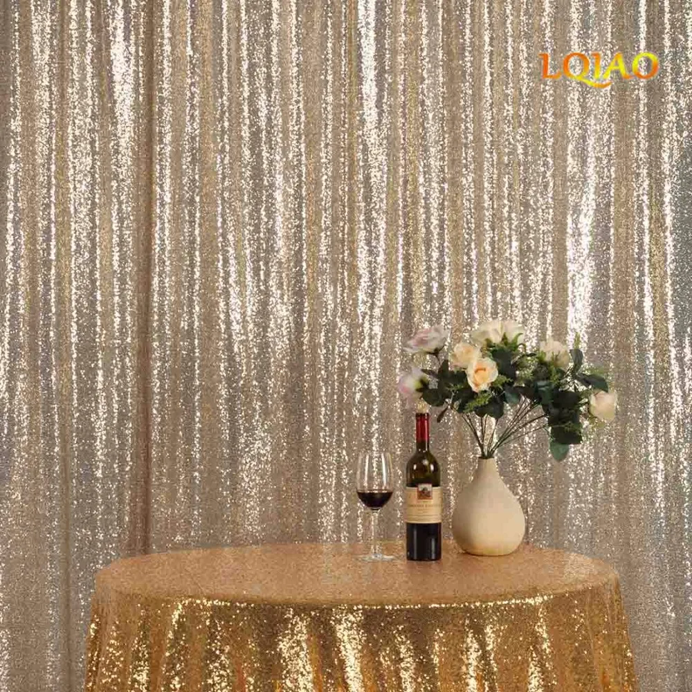 

Customize-1 pc Light Gold 360x280cm sequin backrop