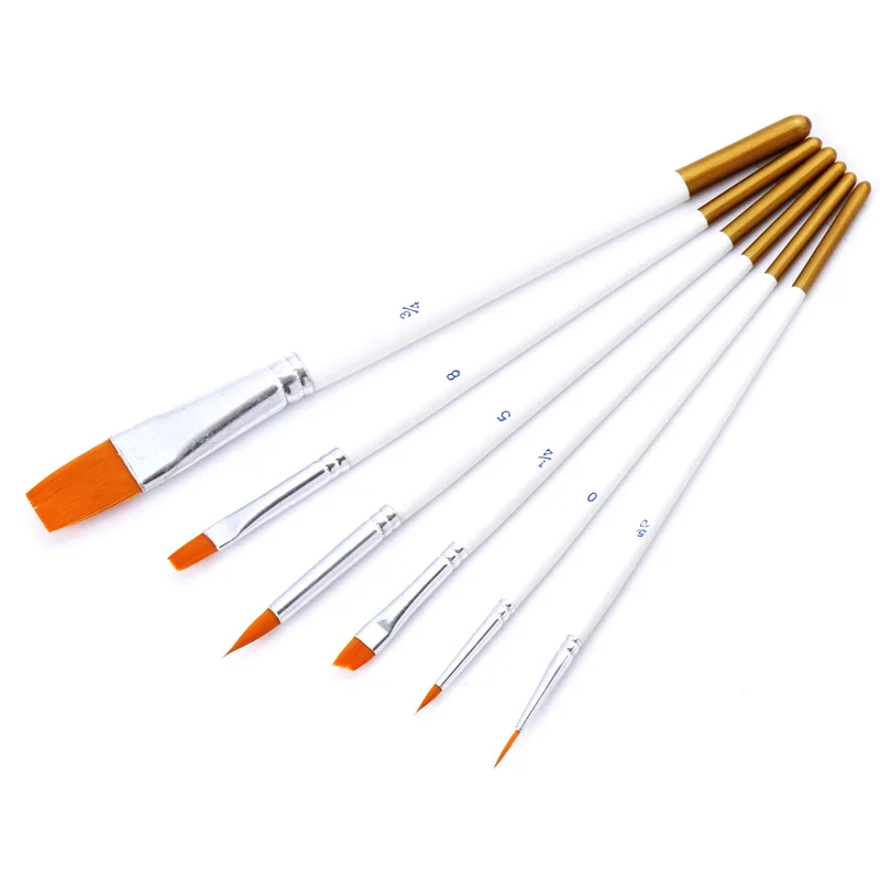Koop 6 Stks Schilderij Borstels Set Nylon Haar Kunstenaar Olieverf Borstel voor Aquarel Acryl Tekening School Student Art Supplies