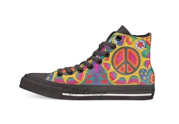 

Psychedelic Flaming Peace Casual High Top Canvas shoes sneakers Light Walking Shoes