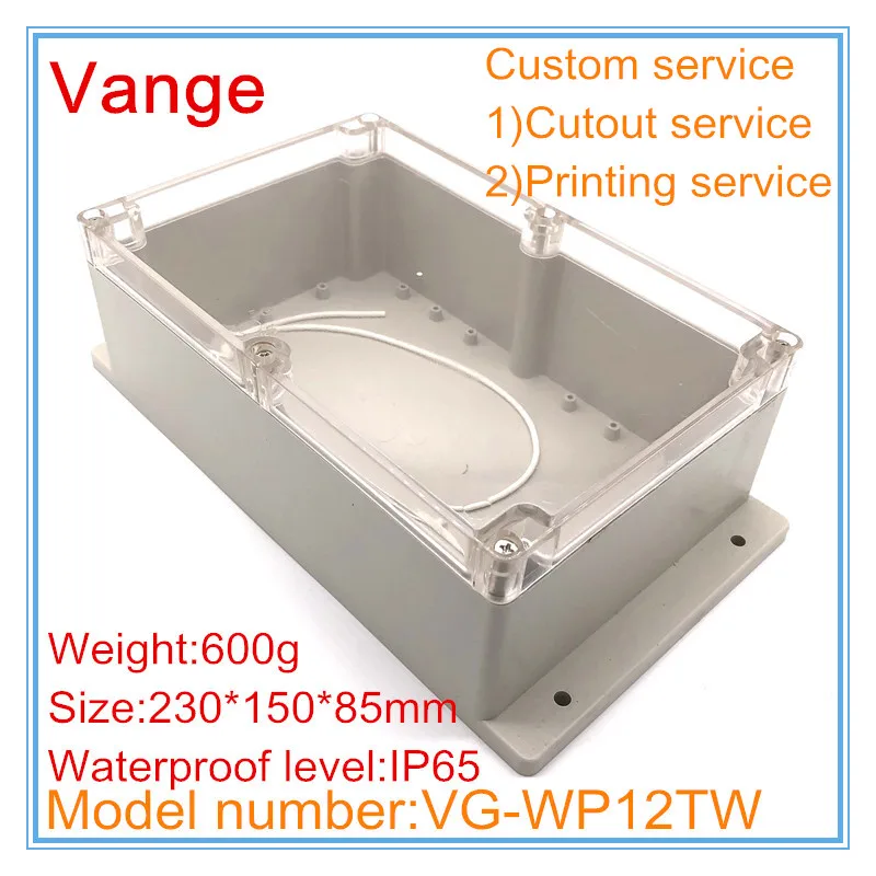 

1pcs/lot waterproof electrical box IP65 ABS plastic material project case diy 230*150*85mm transparent cover for outdoor device