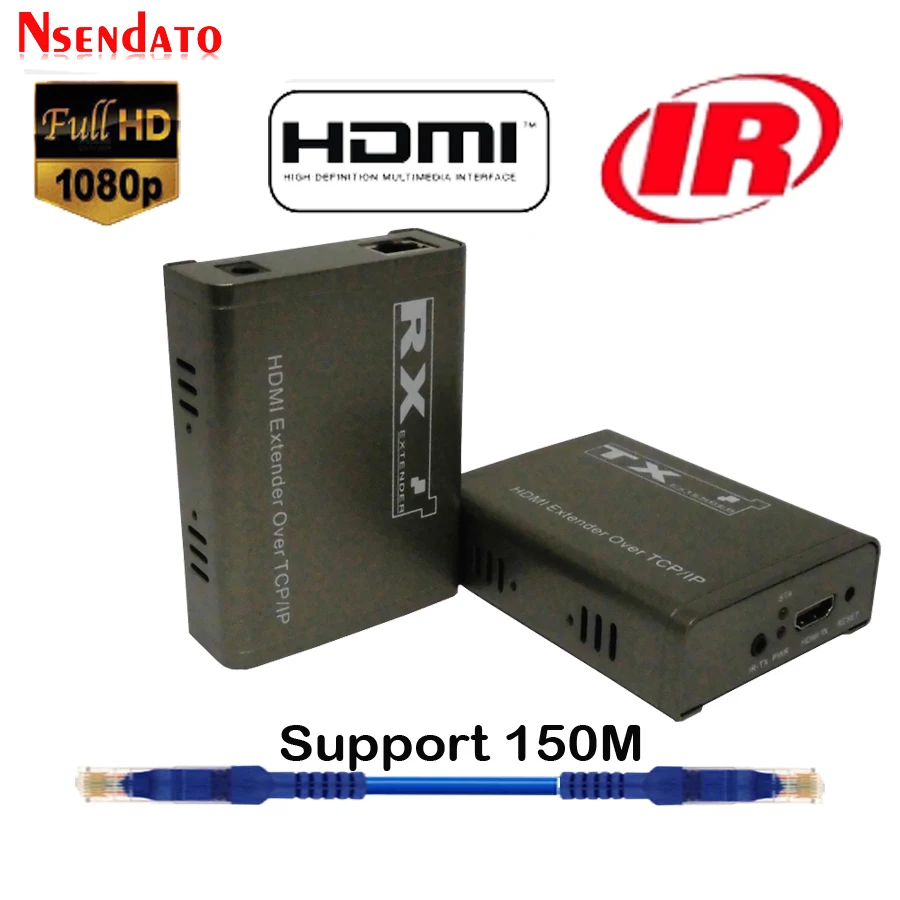 150 м HDMI удлинитель по TCP IP 1080P ИК Cat5e/Cat6 Rj45 передатчик приемник Сетевой LAN|Кабели HDMI| |