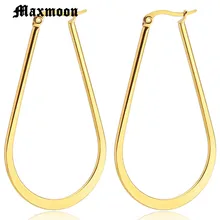 Maxmoon Корея дизайн золото из нержавеющей стали широкий Круглый Круг геометрические овальные большие круглые серьги для женщин Девушка большие вечерние серьги