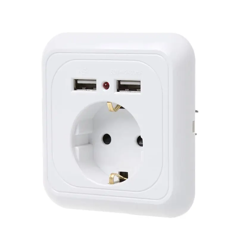 Розетки Мощность розетка с двумя Порты usb Светодиодный свет белый Панель ЕС Стандартный