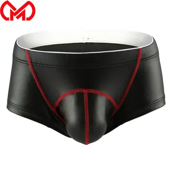 

Sexy Men Faux Leather Cock Ring Boxer U Convex Pouch Shiny Boxers Sexy Underwear Sheathy Cool Male Stage Gay Wear Plus Size F10