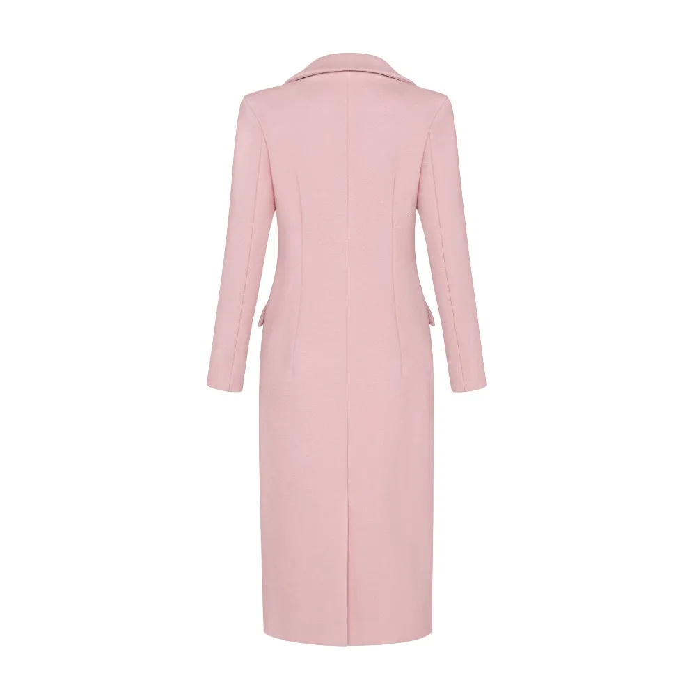 Модфи зимнее Новое Женское шерстяное пальто сексуальное розовое Фланелевое шерстяное пальто с v-образным вырезом и длинными рукавами длинное пальто