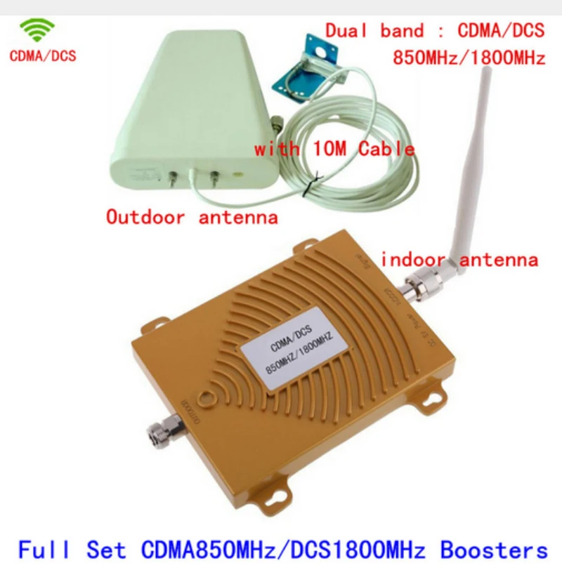 

Full Set Dual Band 65dbi CDMA 850MHz + DCS 1800Mhz Repeater Mobile Phone Signal Repeater CDMA 4G DCS Booster Amplifier+Antenna