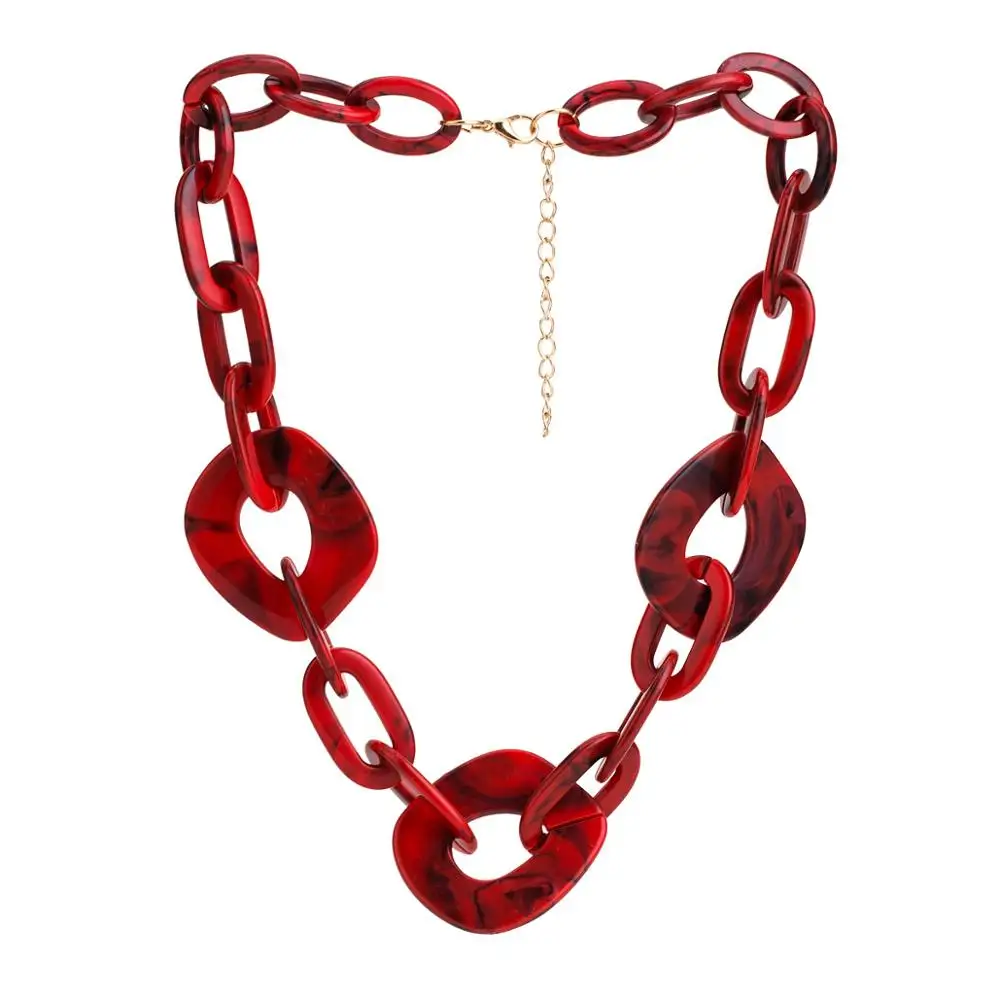 Olsen Twins Прямая поставка Длинные акриловые полимерные геометрические массивные ожерелья-цепочки для женщин бижутерия подарок - Окраска металла: Red Necklace A
