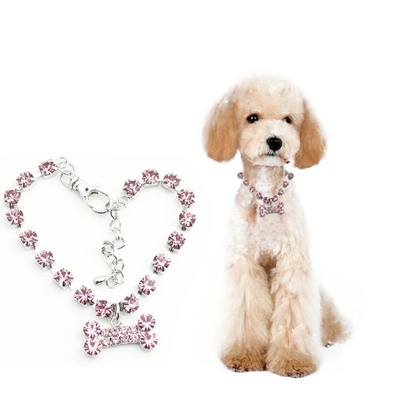 Buy Puppy Dog Collars Necklace Crystal Rhinestone Dog Charm Pendant Pet Jewelry