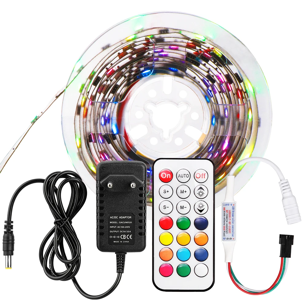 Светодиодная лента 5050 RGB с 21 ключом RF контроллер IP30 1 м/2 м/3 м/4 м/5 м 30 светодиодов/м