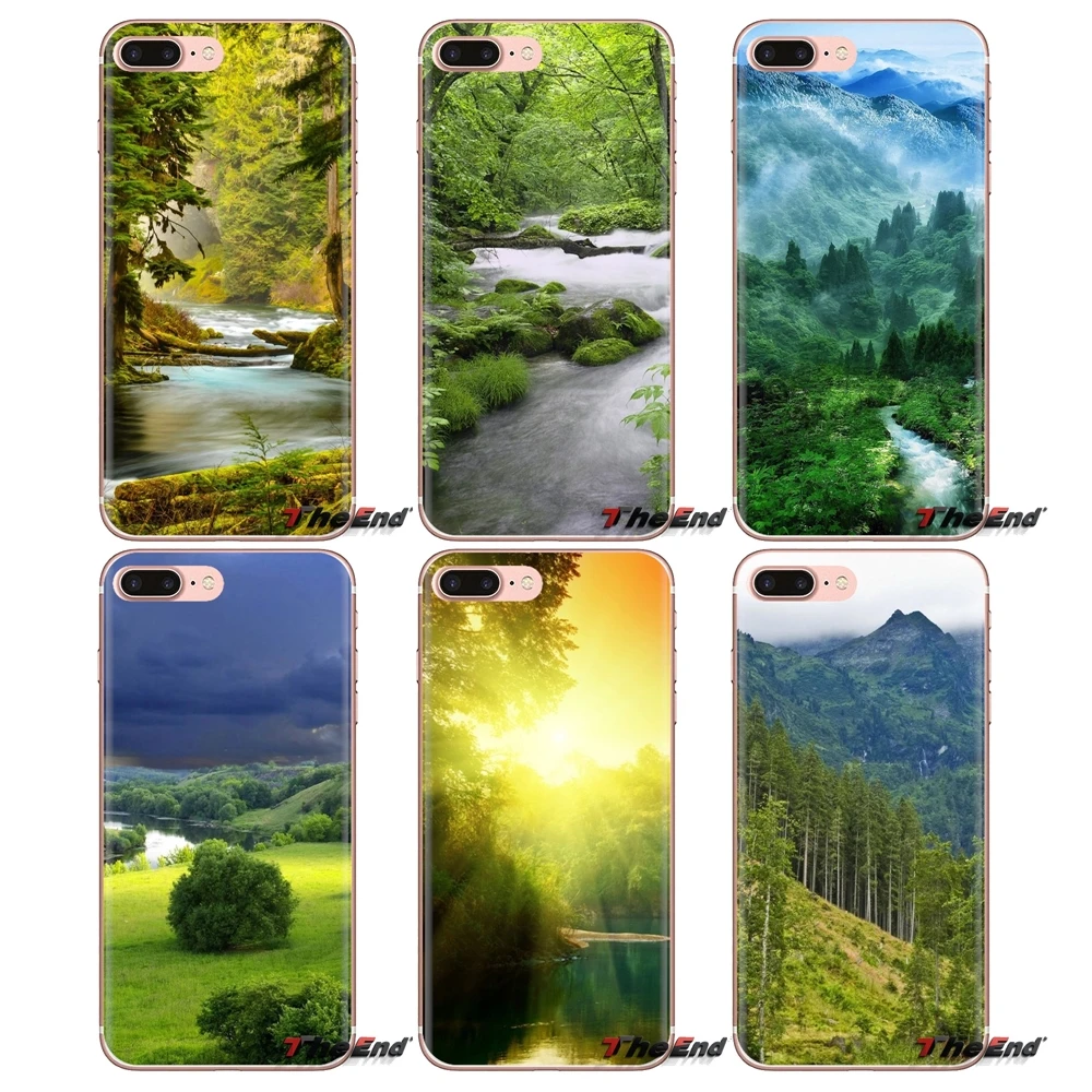 Green forest river Soft Transparent Shell Covers For Samsung Galaxy J1 J2 J3 J4 J5 J6 J7 J8 Plus 2018 Prime 2015 2016 2017 |