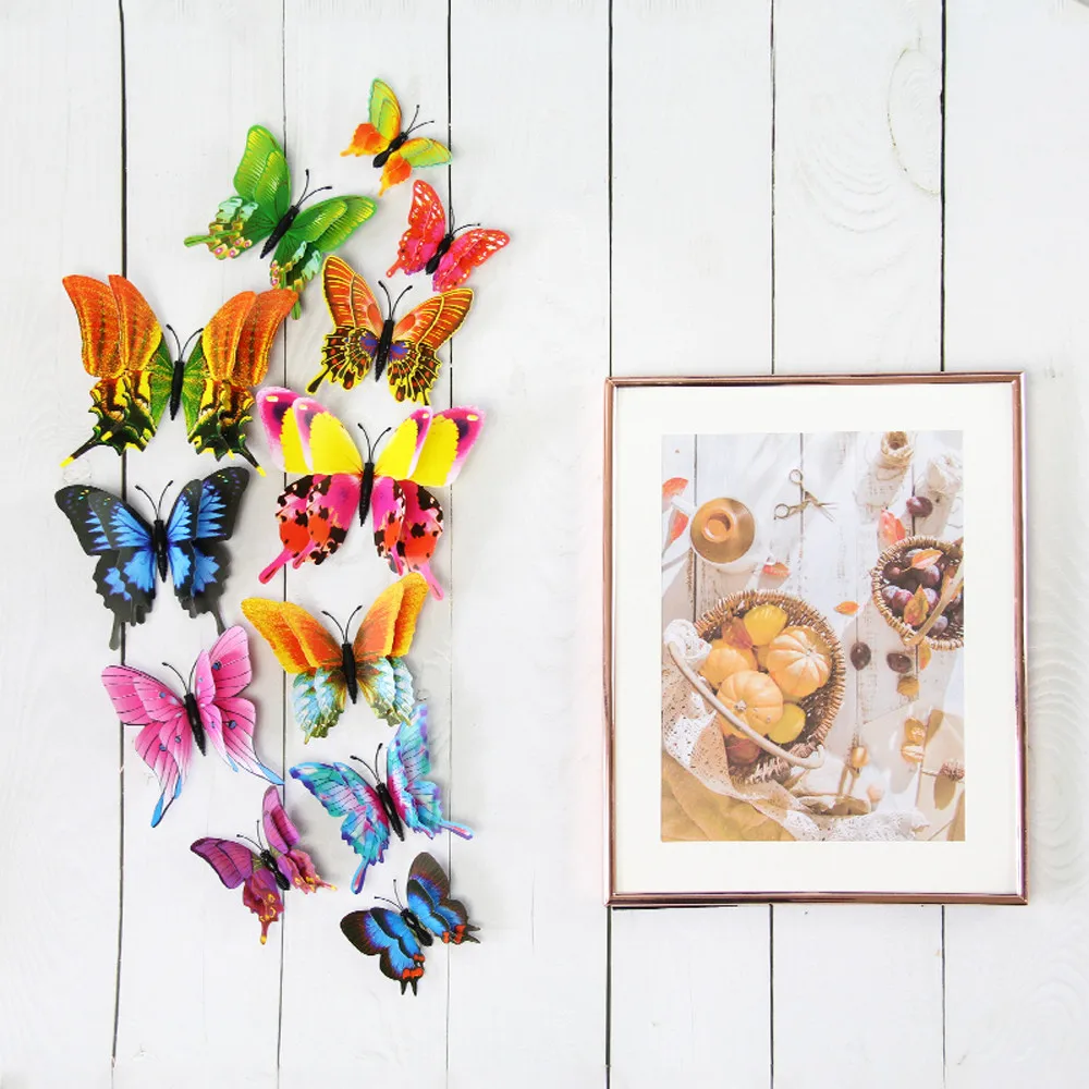 

12PC 3D Butterfly Wall Sticker Fridge Magnet Room Decor Decal Applique Home Decor family Home fridge magnet souvenir