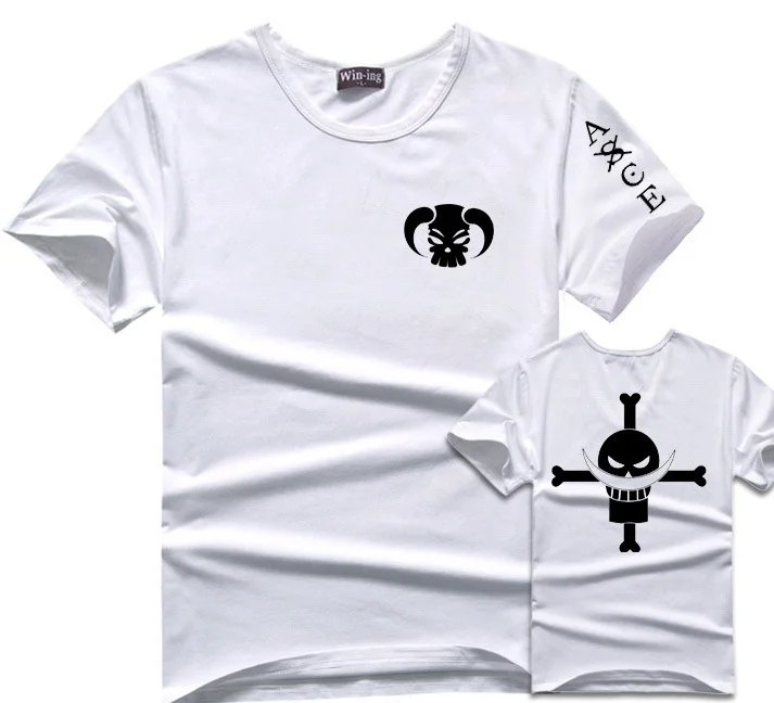 Футболка с логотипом One Piece Эйс мужские хлопковые футболки с аниме рисунком Fire Fist Portgas D Ace - Цвет: white