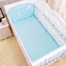 Симпатичный синий кролик узор Дышащие Детские Постельное белье для лета детские постельные принадлежности для кроватки набор с чистой бамперы 6 шт Детская кроватка товаров