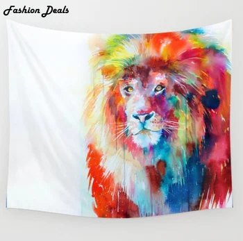 

Hot! New Lion Tapestry India Mandala Elephant Wall Hanging Tapestries Beach Towel Yoga Mat Bedspread Table Cloth Home Decoration