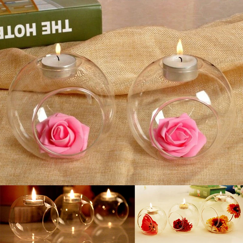 Crystal Glass Candle Holder Candlestick Romantic Wedding Dinner Home Decor