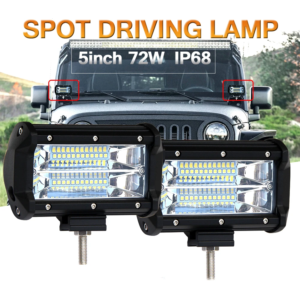 COLIGHT LED Light Bar 6000K 72W 5 inch Spot Beam Auto Led Work Light Driving Lamp