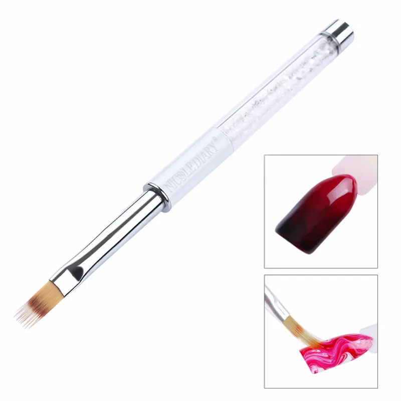 

NICOLE DIARY 1 Pc UV Gel Brush Gradient Painting Pen Drawing Brush White Rhinestone Handle Manicure Nail Art Tool