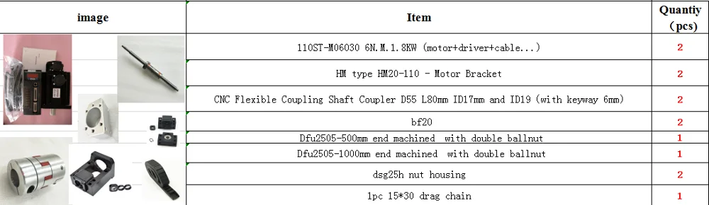 1.8KW серводвигатель переменного тока 110ST-M06030+ Драйвер+ 15*30 тяга+ кронштейн для HM20-110-Motor+ 1 шт Dfu2505-500/1000 мм+ dsg25h+ муфты